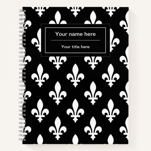 Lilie Pattern, Französisch, Royal, Weiß Notizblock (Vorderseite)