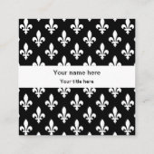 Lilie Pattern, Französisch, Royal, Weiß Quadratische Visitenkarte (Rückseite)