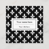 Lilie Pattern, Französisch, Royal, Weiß Quadratische Visitenkarte (Rückseite)