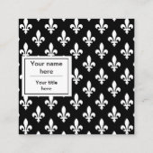 Lilie Pattern, Französisch, Royal, Weiß Quadratische Visitenkarte (Rückseite)