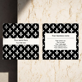 Lilie Pattern, Französisch, Royal, Weiß Quadratische Visitenkarte