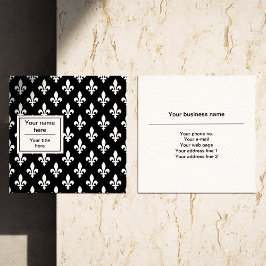 Lilie Pattern, Französisch, Royal, Weiß Quadratische Visitenkarte