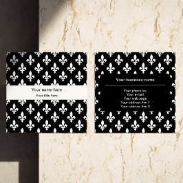 Lilie Pattern, Französisch, Royal, Weiß Quadratische Visitenkarte