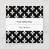 Lilie Pattern, Französisch, Royal, Weiß Quadratische Visitenkarte (Rückseite)