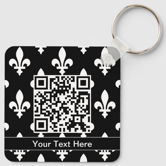 Lilie Pattern, Französisch, Royal, Weiß Schlüsselanhänger (Rückseite)