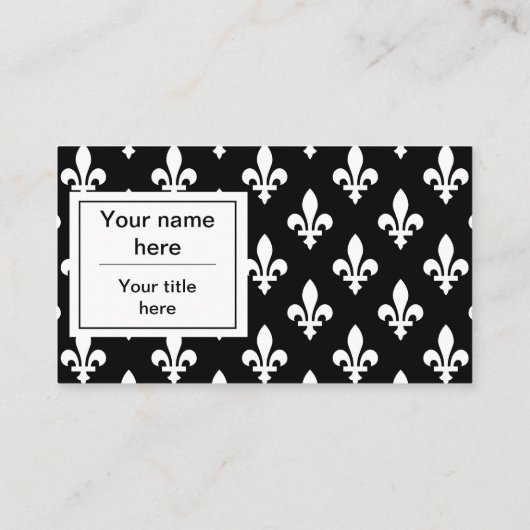 Lilie Pattern, Französisch, Royal, Weiß Visitenkarte (Rückseite)