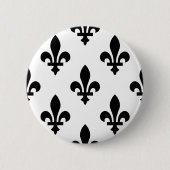 Lilie Pattern, Royal French, Black on White Button (Vorderseite)