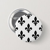 Lilie Pattern, Royal French, Black on White Button (Vorne & Hinten)
