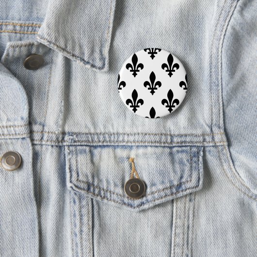 Lilie Pattern, Royal French, Black on White Button (Beispiel)
