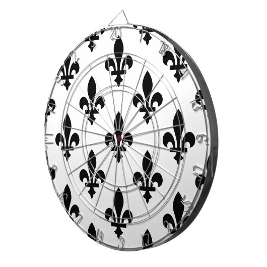 Lilie Pattern, Royal French, Black on White Dartscheibe (Vorderseite rechts)