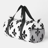 Lilie Pattern, Royal French, Black on White Duffle Bag (Rechte Ecke)