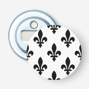 Lilie Pattern, Royal French, Black on White Flaschenöffner