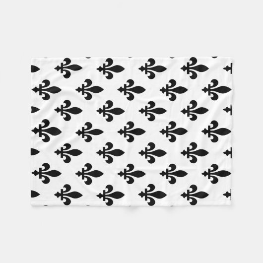 Lilie Pattern, Royal French, Black on White Fleecedecke (Vorderseite (Horizontal))