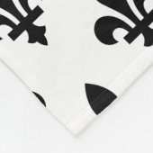 Lilie Pattern, Royal French, Black on White Fleecedecke (Ecke)