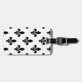 Lilie Pattern, Royal French, Black on White Gepäckanhänger (Vorderseite horizontal)