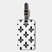 Lilie Pattern, Royal French, Black on White Gepäckanhänger (Vorderseite vertikal)