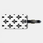 Lilie Pattern, Royal French, Black on White Gepäckanhänger (Rückseite horizontal)