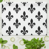 Lilie Pattern, Royal French, Black on White Geschirrtuch (Gefaltet)