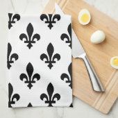 Lilie Pattern, Royal French, Black on White Geschirrtuch (Viertel Falte)