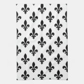 Lilie Pattern, Royal French, Black on White Geschirrtuch (Vertikal)