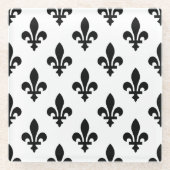 Lilie Pattern, Royal French, Black on White Glasuntersetzer (Vorderseite)