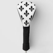 Lilie Pattern, Royal French, Black on White Golf Headcover (Vorderseite)