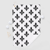 Lilie Pattern, Royal French, Black on White Golfhandtuch (Insitu)