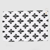 Lilie Pattern, Royal French, Black on White Golfhandtuch (Horizontal)