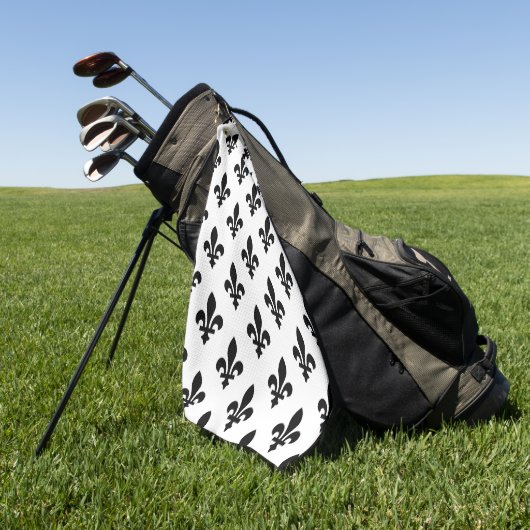 Lilie Pattern, Royal French, Black on White Golfhandtuch (Gras)