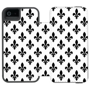 Lilie Pattern, Royal French, Black on White Incipio Watson™ iPhone 5 Geldbörsen Hülle