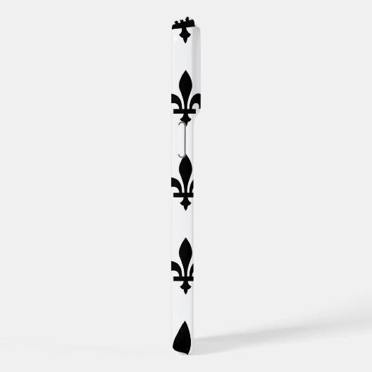 Lilie Pattern, Royal French, Black on White iPhone Hülle (Rechte Seite)