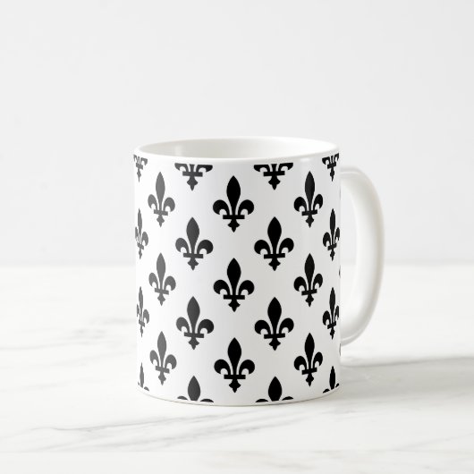 Lilie Pattern, Royal French, Black on White Kaffeetasse (VorderseiteRechts)