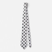 Lilie Pattern, Royal French, Black on White Krawatte (Vorderseite)