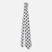 Lilie Pattern, Royal French, Black on White Krawatte (Rückseite)