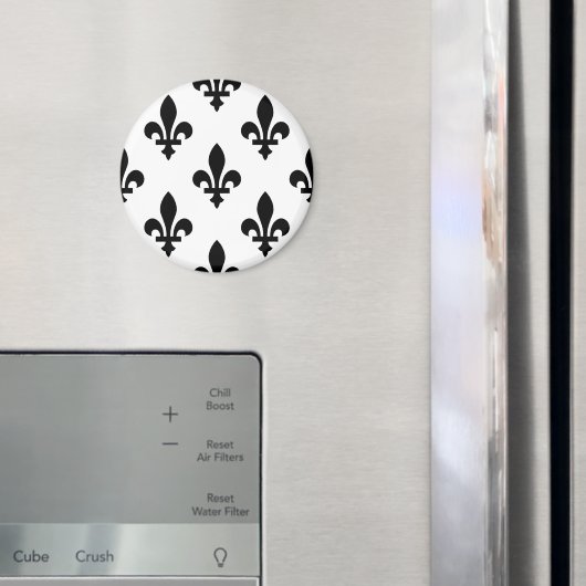 Lilie Pattern, Royal French, Black on White Magnet (In Situ (Kühlschrank))