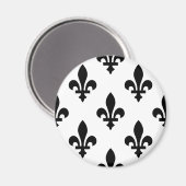 Lilie Pattern, Royal French, Black on White Magnet (Vorderseite/Rückseite)