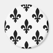 Lilie Pattern, Royal French, Black on White Magnet (Vorne)