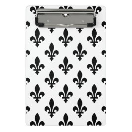 Lilie Pattern, Royal French, Black on White Mini Klemmbrett