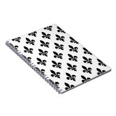 Lilie Pattern, Royal French, Black on White Notizblock (Rechte Seite)