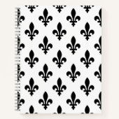 Lilie Pattern, Royal French, Black on White Notizblock (Vorderseite)