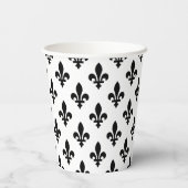 Lilie Pattern, Royal French, Black on White Pappbecher (Rückseite)