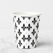 Lilie Pattern, Royal French, Black on White Pappbecher (Rechts)