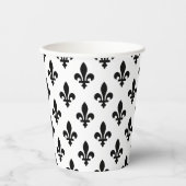 Lilie Pattern, Royal French, Black on White Pappbecher (Vorderseite)