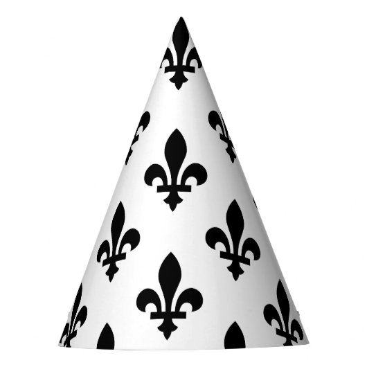 Lilie Pattern, Royal French, Black on White Partyhütchen (Vorderseite)