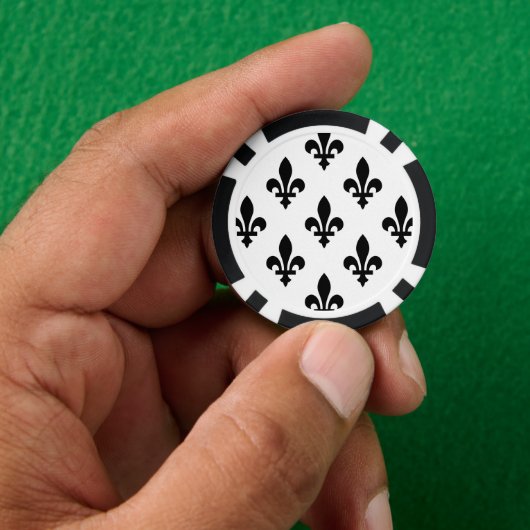Lilie Pattern, Royal French, Black on White Pokerchips (Hand)