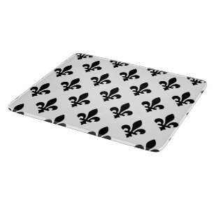 Lilie Pattern, Royal French, Black on White Schneidebrett