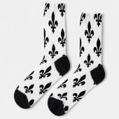 Lilie Pattern, Royal French, Black on White Socken (Linkes Detail)