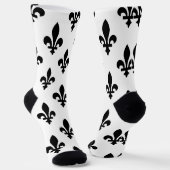 Lilie Pattern, Royal French, Black on White Socken (Gewinkelt)