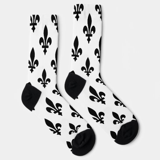 Lilie Pattern, Royal French, Black on White Socken (Rechts)