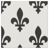 Lilie Pattern, Royal French, Black on White Stoff (Nahaufnahme)